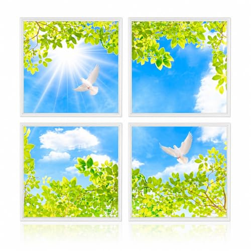 Brightex, Led Square Edge Sky Panel 600X600MM 48W 4320 Lumen Slim 6500K with Driver a Beautiful Landscape for Shop, Company, Offices, Hospitals (4 Set)