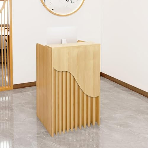 L-förmiger Empfangstisch für Supermarkt, Convenience Store, Hotel, Holzkassierer, Rezeption mit Computertisch und Empfangstheke (Ahornholz, 60 x 40 x 96 cm)