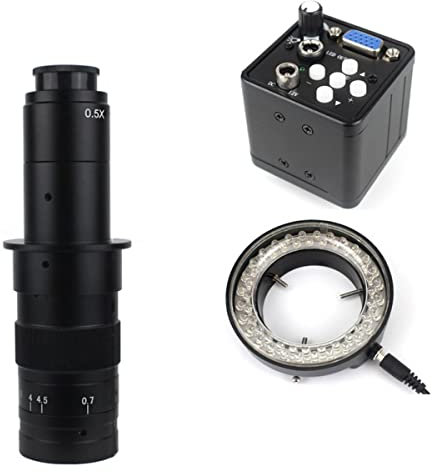 Microscope Observation 14MP 1080P Video Microscope Camera 100X 130X 180X 300X Adjustable Zoom C Mount Lens 56 LED Ring Light(With 180x LED (50mm))