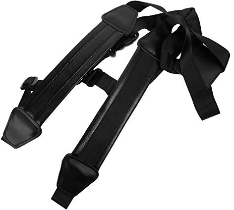 VINTORKY Verstellbarer und Saxophon Zubehör Saxophon Doppel Schultergurt Schwarzer Belastbar und Komfortabel aus Pu Leder für Langes Spielen
