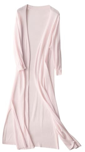 Cárdigan largo de lino para mujer, chaqueta de entretiempo de primavera, chaqueta de punto de manga larga, monocolor, elegante, ligera, chaqueta de verano, tallas grandes, chaqueta de punto frontal