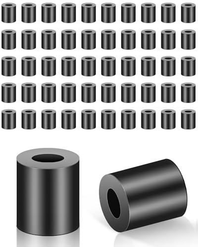 Jeboler ABS Separadores de 50 unidades M8, separadores de plástico redondo negro, arandelas de nailon, aislamiento, manguitos espaciadores sin rosca, manguito espaciador para tornillos, 14 x 12 mm