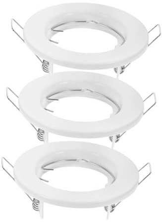 TOBBOMEY 3pcs Ceiling Lamp Housing Brushed Chrome Light Fitting Spotlights Trim Ring Recessed Light Clipping for Ceiling Spotlights