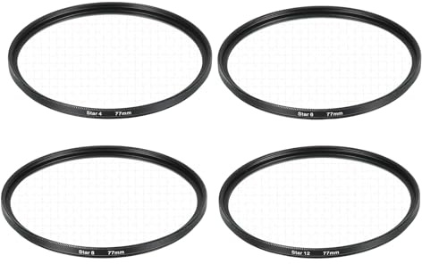 sourcing map 77mm Star Filter, Starburst Filter, 4 Pcs | for Camera Lens,Starlight Effect Cross Screen Set,4 Points 6 Points 8 Points 12 Points,for Night Scenery Glassworks
