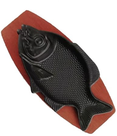 FUNNETOYU Plato De Hierro Para Pescado Al Vapor Con Base Bandeja De Servicio De Comida Para Sushi Para Restaurantes y Uso Familiar Fácil De Limpiar y Versátil Para Ensaladas Postres