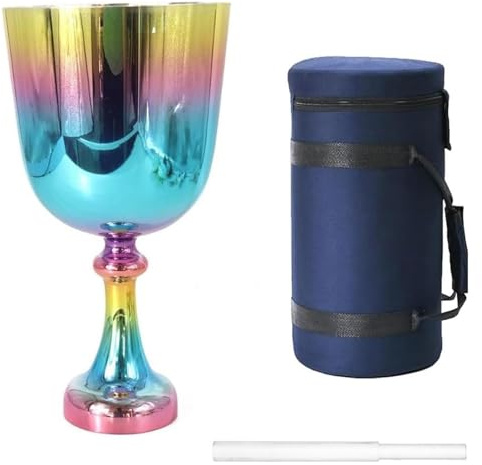 Bol chantant en cristal de quartz givré, Calice en cristal portatif de 7 pouces, galvanisé à 440Hz, accessoire de méditation, soulage la Fatigue et l'anxiété, avec étui de transport, percuteur(G Note)