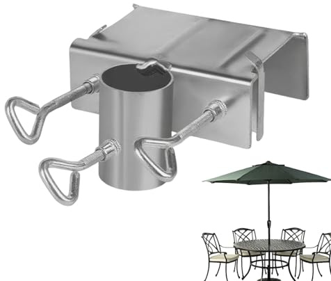 Deck Railing Umbrella Holder, Patio Umbrella Holder for Deck Railing with Clamp, Adjustable Holder Base for Camping, Garden, Patio, BBQ Area, Outdoor Activities
