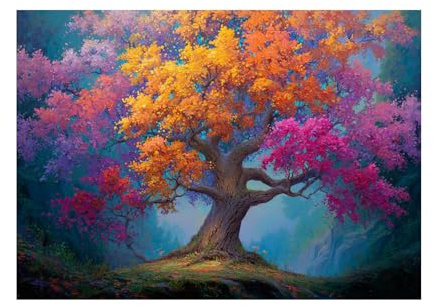 XENIOU tableau arbre de vie Arbres à feuilles jaunes dans la forêt toile decoration murale, poster mural, Salon Chambre Maison Décorations(jaune)-40x60cm Sans cadre