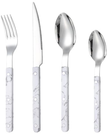 Juego de cubertería francés, moderno juego de cubiertos – Juego de 4 moldes franceses para cucharilla de té, tenedor y cuchara, utensilio de cocina apto para lavavajillas para comer carne para