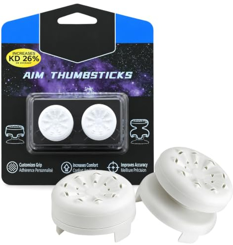 2PCS FPS Thumbsticks for Control Freaks PS5 & PS4, Silicone Thumb Grip Joystick Caps 1 High-Rise 1 Mid-Rise Non Slip Rubber Textured Grip Increased Precision & Grip for FPS Games (White)
