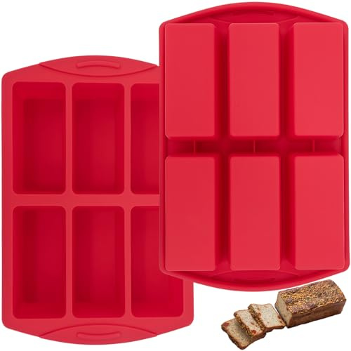 QEEYON 2 Stück 6 Hohlräume Rechteckige Mini Kuchenform | Silikon Mini Kastenform, Leicht zu Reinigen Antihaft-Kleine Kastenform Gebäckform für Brot, Brownies, Schokolade, Seife