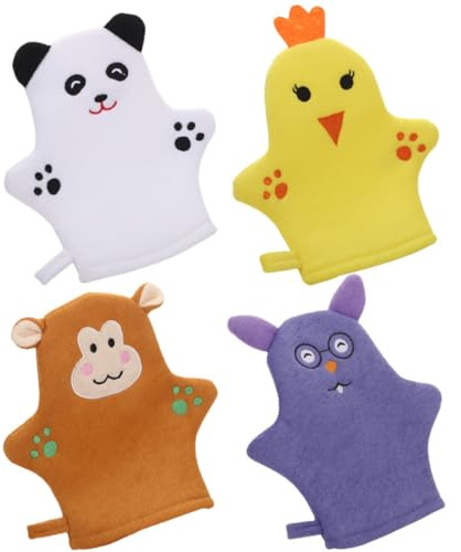 UTHCLO Moufles de Bain Exfoliants Gommage Corporel Nettoyage Profond en Polyester 4 Pièces Doux et Efficaces Soulage la Fatigue Pendant le Bain pour Garçon et Filles
