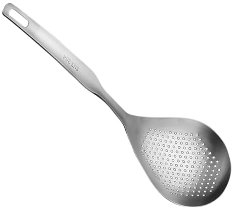 ABOOFAN Cuillère Passoire en Acier Inoxydable Résistante la Chaleur Chocs pour Égoutter Pâtes et Hot Pot, Panier Égouttoir Réutilisable Cuisine Argenté