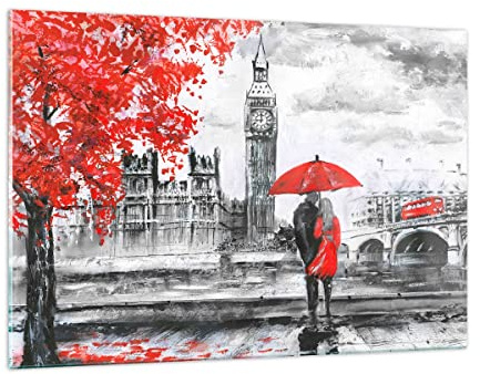 Quadri su Vetro 120x80 cm Stampe da Parete Architettura Bianco e Nero 3153 | Londra Grande Quadro Decorativo Grande XXL Decorazione Murale Soggiorno Arte da Parete Decorazione da Parete ARTTOR