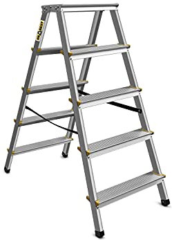 DRABEST Scala Domestica 5 gradini Scala Alluminio Doppia Salita Pieghevole Portata massima 150 kg Certificata
