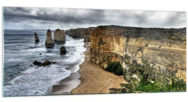 Bilder auf Glas 120x50cm Wandbild Glasdruck Landschaften Natur - 0141 | Strand Ozean Landschaft Panorama Groß Modern Dekoration Wohnzimmer Schlafzimmer Küche Wanddeko Kunstdruck Art ARTTOR