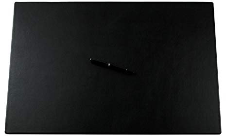 DELMON VARONE - Personalisierbare Schreibtischunterlage XXL aus Premium Leder Boxcalf schwarz, Rutschfeste Echtleder Schreibunterlage abwaschbar, Schreibtisch Unterlage ideal als Mousepad, 65 x 45 cm