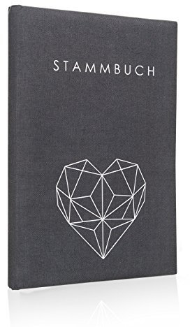 Hochzeitideal - Stammbuch der Familie Geometric grau 21,0 cm x 15,0 cm - Buchbinderleinen Stammbuch Hochzeit - Familienbuch Standesamt mit 6-Fach Ringmechanik für Urkunden mit Behördenlochung