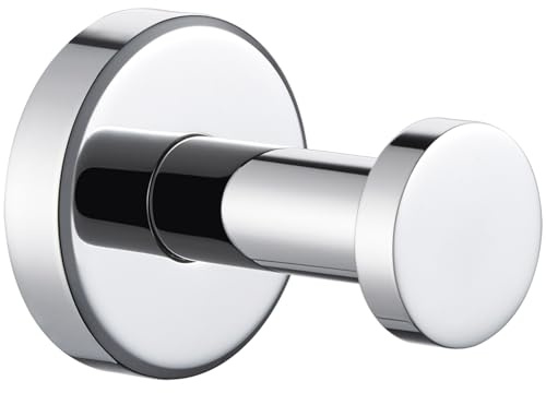 Angle Simple Single Bath Towel Hook, SUS304 Stainless Steel Round Coat Hook Wall Mounted, Robe Hanger for Kitchen Bathroom Polished Chrome