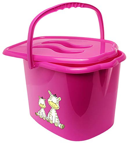 alles-meine.de GmbH Eimer/Windeleimer mit Deckel + Tragegriff - pink - rosa Tiere - Zebra Bieco - geruchsdicht - Putzeimer - Windeln Babywindeln - Geruch - geruchsfrei - Wi..