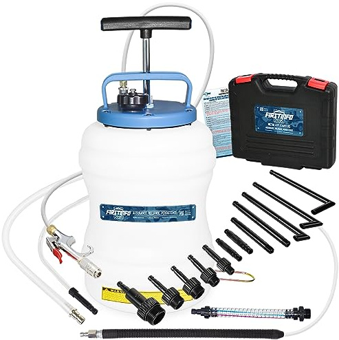 FIRSTINFO Getriebeöl Befüllgerät 10,5 L, Manuelle ATF Befüllpumpe mit 14 Adaptern für Automatikgetriebe DSG CVT, Professionelles Ölfüllsystem A1138HN