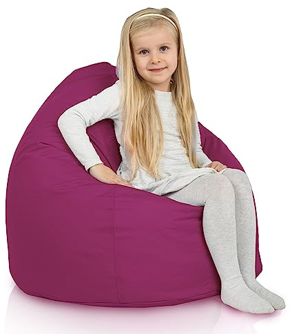 Italpouf Pouf Poire L Enfant, Intérieur et Extérieur, Fauteuil Poire, Remplissage Billes Polystyrène, Housse Amovible, Imperméable, Certifié, Fuchsia, 90x77 cm