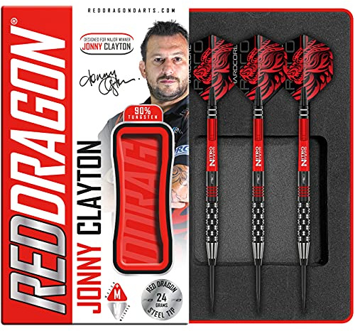 RED DRAGON Jonny Clayton PL Special Edition Tungsten Steel Dartpfeile Set mit Flights und Schäfte