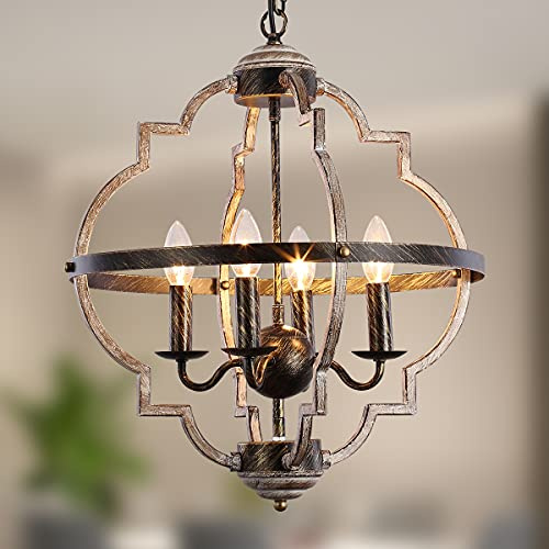 Eoodis Vintage Kronleuchter 4 Lichter Rusitc Pendelleuchte mit verstellbarer Höhe Metall Kronleuchter für Esszimmer Wohnzimmer Schlafzimmer
