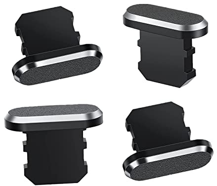AONAT 4 Pieces Anti Dust Plugs,Dust Cap Plug Dust Cap Cover Port Plug, Protects Charging Dust Cover Compatible with iPhone 11, 12, Pro, Max/X/XS/XR, 7, 8 Plus, iPad Mini/Air?BLACK?