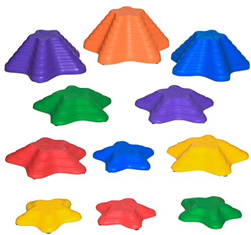 Outsunny 11-Piece Kids Stepping Stones, Starfish Style Non-slip Obstacle Course, Stackable Balance Blocks Garden Toys, Encourage Toddler Sensory Toys Indoor Outdoor - Multicoloured