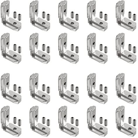 AUTOOUTLET 20PCS Fente d'Angle Intérieure 8 EU-4040 Profilé en Aluminium à Fente en T en Alliage de Zinc Fente de 8 Supports en Forme de L 90° Connecteur de Coin Intérieur Equerres Intérieures Rainuré