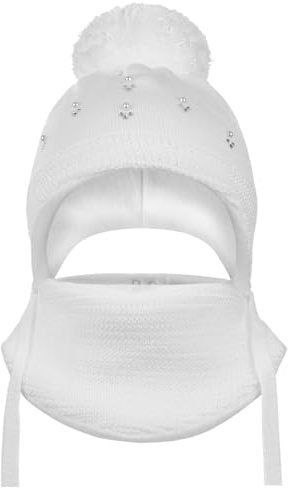AJS Baby Mädchen Winter Mütze Dreiecktuch Schal Strick Winterset 36/38 0-6 Monate