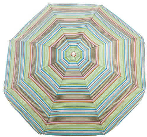 Creaciones Llopis Ombrellone da spiaggia protezione UV 50 diverse misure 180 cm, 200 cm. 220 cm., Strisce verde chiaro, 180