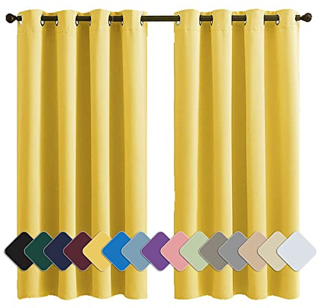 MENGH Isolation Phonique Rideau 120x140cm Jaune Draperies Tombé, Isolation Thermique Imperméable Réduction du Bruit, pour Chambre, Salon, Bureau