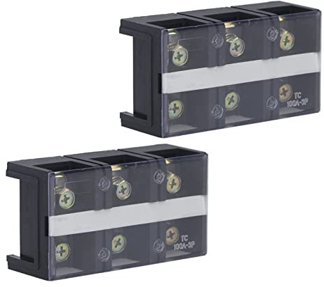 Morsettiera Coperta a Doppia, Morsettiera a Vite M6 600V 100A con Coperchio per Illuminazione per Sistemi di Distribuzione (3 posizioni)