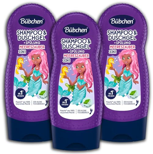 Confezione da 3 shampoo per bambini, gel doccia e balsamo, 3 in 1, 3 x 230 ml