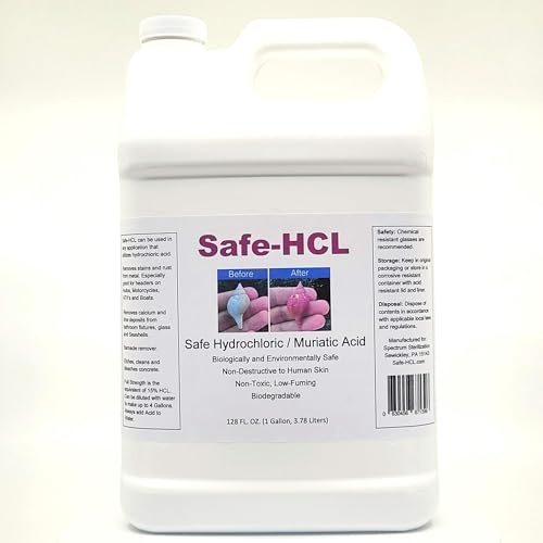 Safe-HCL- (1 Gallon, 3.78 Liters) Biologically Safe, Synthetic, Hydrochloric/Muriatic Acid - NO Personal Protective Equipment (PPE) Required Gallon