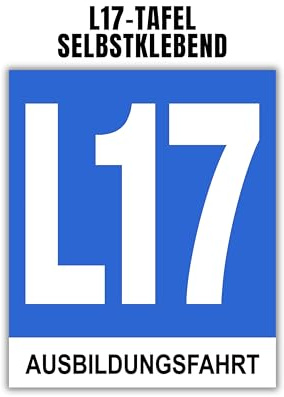 L17 Tafel selbstklebend und wiederverwendbar | zur Innenanbringung | L17 Taferl Ausbildungsfahrt | für die Windschutztscheibe innen | Adhäsionsfolie Blau
