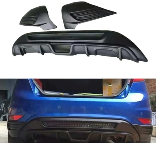 WUURAA Heckstoßstangen-Diffusor-Spoiler-Lippensplitter für Ford Fiesta MK7 2008-2013, Schwarz, Acrylnitril-Butadien-Styrol (ABS), lackiert (glänzend schwarz), Hinten