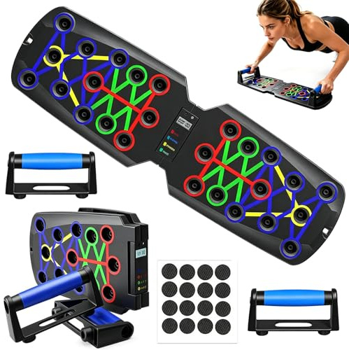 Wesoke Barra scorrevole con contatore 14 in 1 - Sistema di supporto per flessioni multifunzione per uomini e donne - Barra per flessioni portatile - Allenamento di forza in palestra - Maniglie