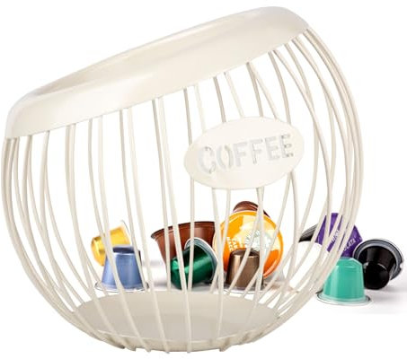 Guolich Cesta de Almacenamiento para Cápsulas de Café,Organizador de Cafe Soporte para Cápsulas de Café,Porta Capsulas Cafe, para Guardar Cápsulas de Café y Frutas (Blanco)