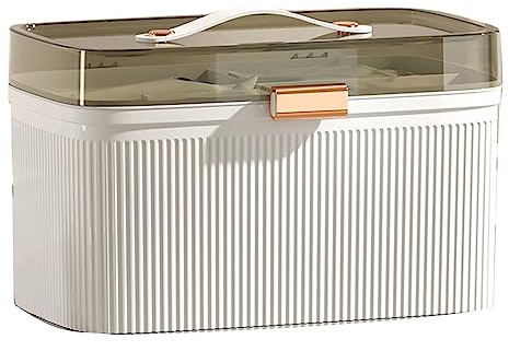 Qcwwy Caja de Medicamentos para el Hogar, Contenedor Médico Portátil de Plástico Transparente de Doble Capa, Estuche de Primeros Auxilios, Estuche Médico, Organizador de Caja de
