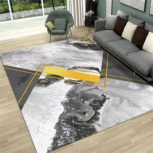RUGMRZ Rugs for Bedroom Teppich Für Bürostuhl Grau gelb Farbe Design Schlafzimmer Teppich Wohnzimmer Teppich waschbar Webteppich 180X280CM
