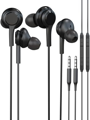3,5 mm Jack Cuffie cablate (Set di 2) Adattatore AUX Audio Compatibile con Samsung S8 S9 S10+ Note7 8 Auricolare Intra Auricolare Auricolare Riduttore Rumore Earbuds Gaming Android Telefono MP3