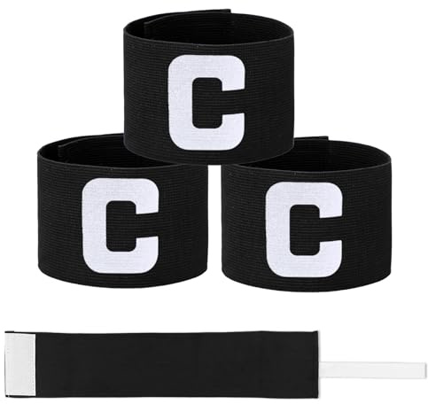 3PCS Captain Armbands, 7x33 Cm/2.75x13 Inch Black Soccer Captain Armband Adjustable Leader Armband Team Sport Armband Football Rugby Basketball Player Band for Adult Youth Soccer Volleyball Team