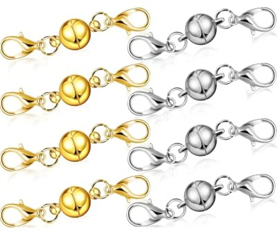 MYGLOAR 8 Stück zu verkaufen Kettenverschluss mit doppelter Öffnung, Magnetverschluss mit Doppelverschluss, Karabinerverschluss, Verlängerungskette, kurzer Kettenverschluss für DIY-Schmuck
