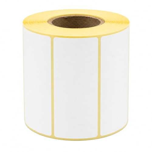 MD Labels Weiße Thermoetiketten auf Rolle 75 x 25 mm – 1000 Stück, permanent haftend, Barcode-Etiketten zur Beschriftung