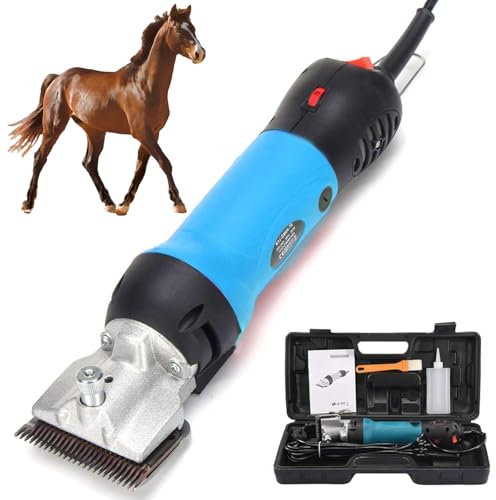 Tondeuses électriques pour Chevaux, cisailles équines électriques 690 W avec réglage à 6 Vitesses, Tension de Lame réglable, Tondeuse équine 2800 TR/Min pour Poils d'animaux et de bétail Blue