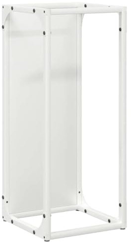 vidaXL firewood rack/log holder - white cold-rolled steel 25x25x60 cm - indoor log storage with large capacity & stylish design