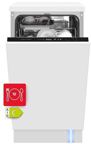 Amica Einbau Geschirrspüler 45 cm 10 Maßgedecke OpenDry EGSPV 586 901 | 6 Programme, SmartTray 1/2 Besteckschublade, Add+ Nachlegefunktion, AquaStopp, BlueDot+, Höhenverstellbarer Oberkorb